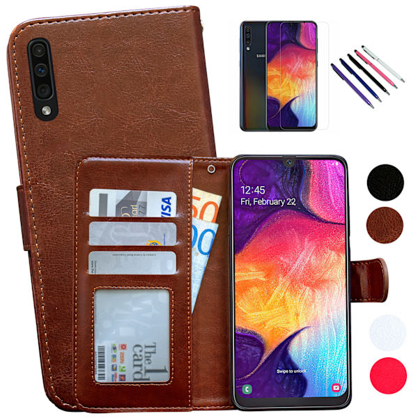 Samsung Galaxy A50 - PU Læder Pung Etui Svart