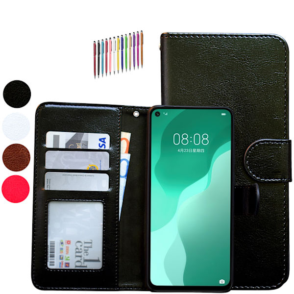 Huawei P40 Lite - PU Nahkainen Lompakkokotelo Vit