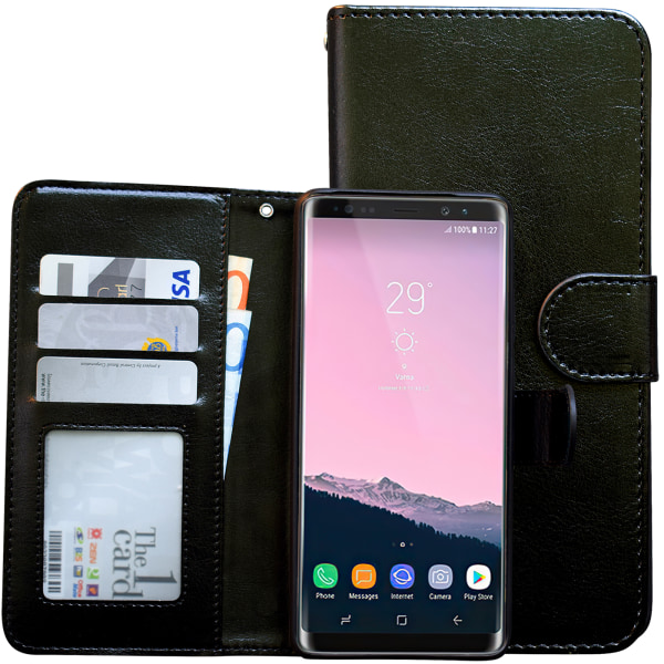 Samsung Galaxy Note 8 - Läderfodral / Plånbok Svart