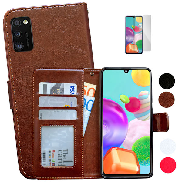Samsung Galaxy A41 - PU nahkainen lompakkokotelo Svart