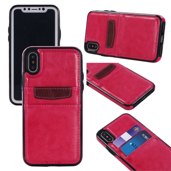 iPhone X/Xs - case/ lompakko + kosketuskynä Rosa