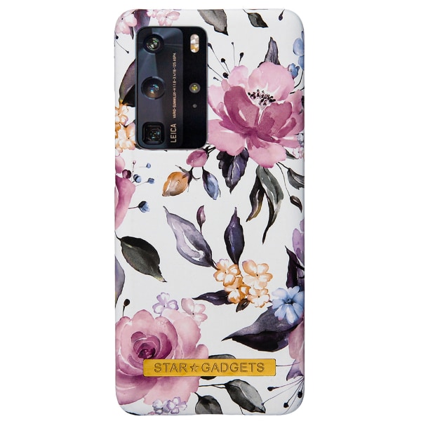 Huawei P40 Pro - Etui Beskyttelse Blomster / Marmor Rosa