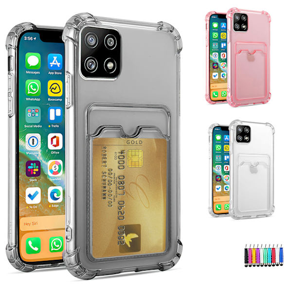Samsung Galaxy A22 5G - Beskyttelsesetui med kortholder - Transparent Grå