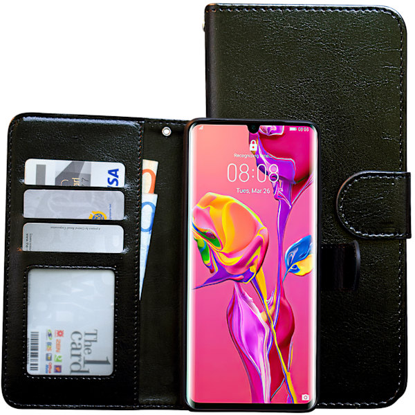 Huawei P30 Pro - PU Læder Pung Etui Svart