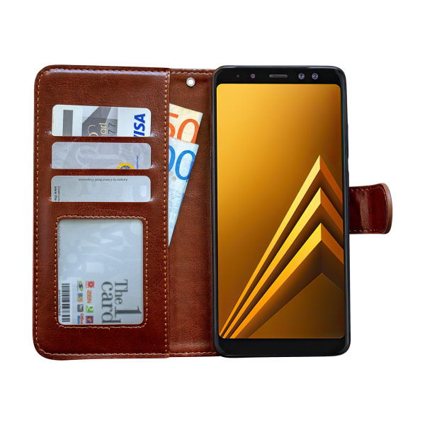 Samsung Galaxy A8 2018 - PU nahkainen lompakkokotelo/lompakko Vit