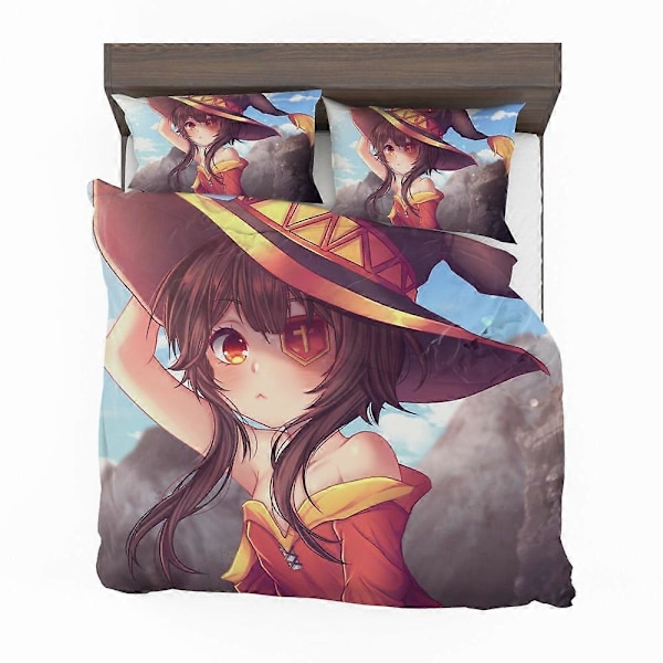 v4613 Sängkläder Megumin Konosuba Fairy Tail Anime Påslakanset Sängkläder Barn Sängkläder IU4613 135x200cm 53x78in