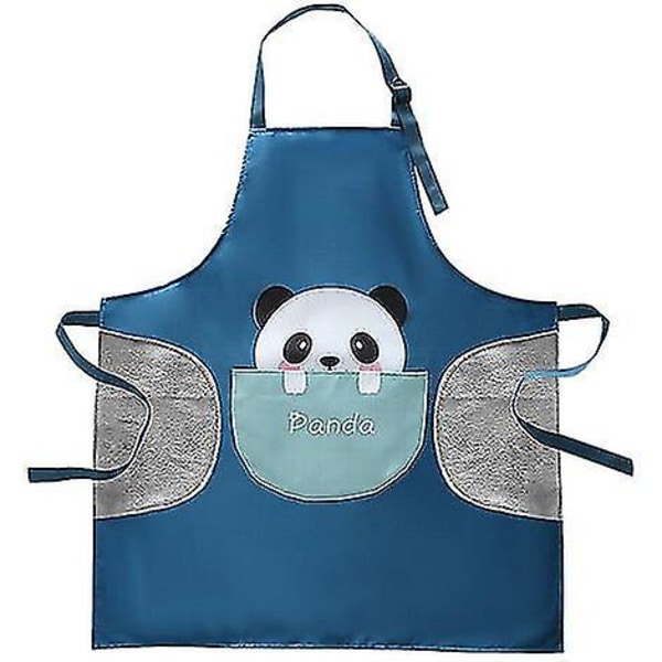 Kitchen Apron Stain And Water Resistant Apron Cover For Wiping Hands, Blue Panda