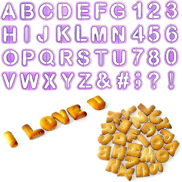 40 st Punctuation Mark Letters Numbers Cutters För Dekoration av Sugarpaste Biscuit Cake