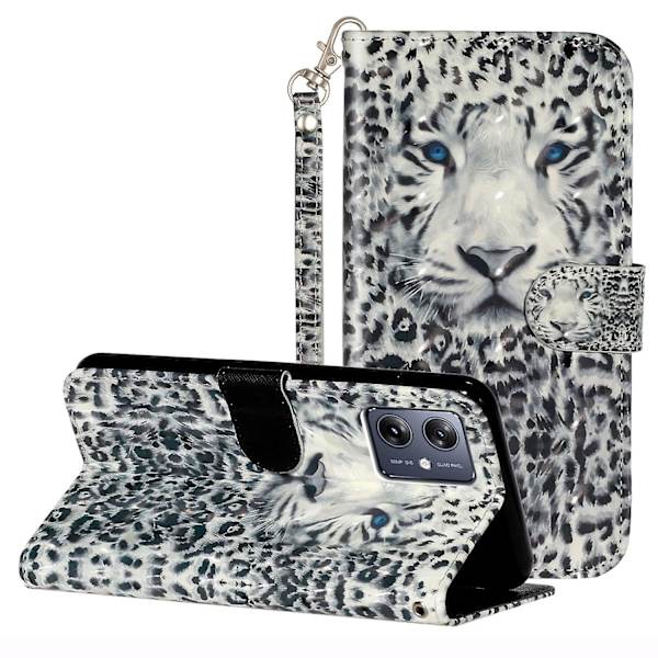 För Motorola Moto G14 5g Plånboksfodral i Läder 3d Mönster Folio Cover Leopard