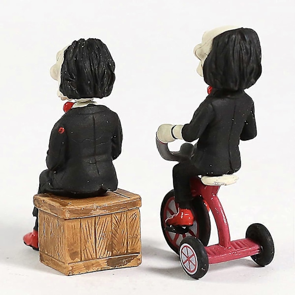 Horrorfilm Model Legetøj, 2\" Mini Horrorfilm Merchandise, Klassisk Horrorfilm Saw Billy Jigsaw Figur med Cykelboks Telefonpose Nøglering Figur Dukke, 1