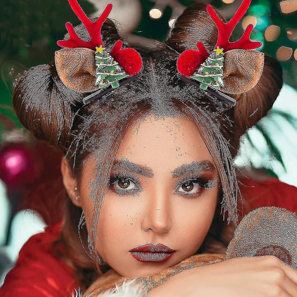 Julhårklämma - Söt älghornöron hårtillbehör kompatibelt med julfest