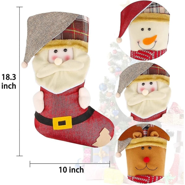 Christmas Stockings 3 Pcs - 18" Classic Christmas Stocking - Decorations Party Supplies & Family Gifts  (style7)  Bd