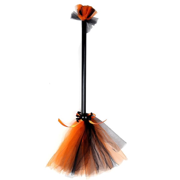 Hanging Witch Broom Kids Cosplay Magic Broomstick Party Favors Halloween Fancy Dress Up Costume Props Orange