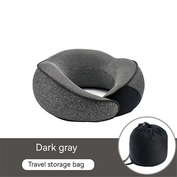 Reisepute Memory Foam Nakkestøttek pute for Camping Biler & Fly dark grey