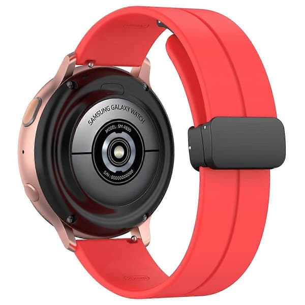 xDfind Fladhoved Rille Foldbar Sort Spænde Silikone Urrem Red 20mm
