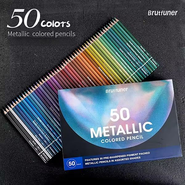 12 farveblyanter, 50 farvede graffitipenne