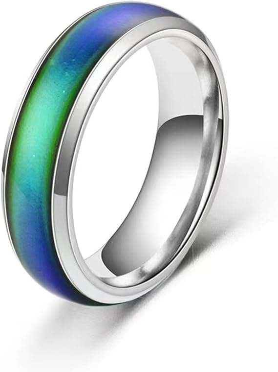 Følelsesmæssig magisk ring, rustfri stålring til kvinder, farveskiftende ring efter humør, farverig og trendy parring