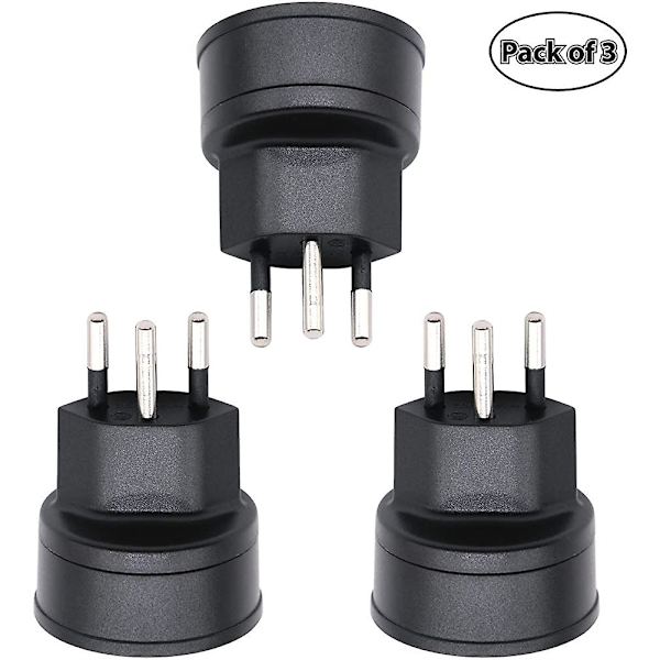 Strømadapter EU til Sveits / Liechtenstein 2-pin adapter De/fr/it/es 3-pin