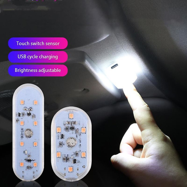 Billad LED Mini Interiørbelysning Auto Tak Taklampe Leselampe Trådløs Magnetisk Sug USB Lading Dekorasjonslys 8 LED Pink