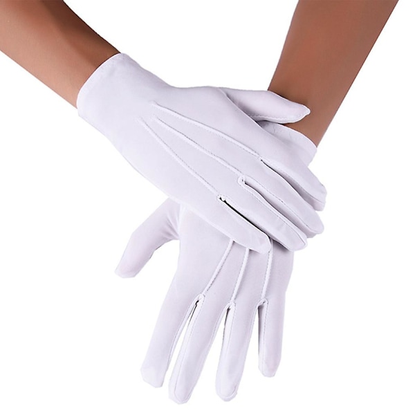 Tuxedo Guard Smycken Inspektion Uniform Handskar Unisex Spandex Formella Vantar White