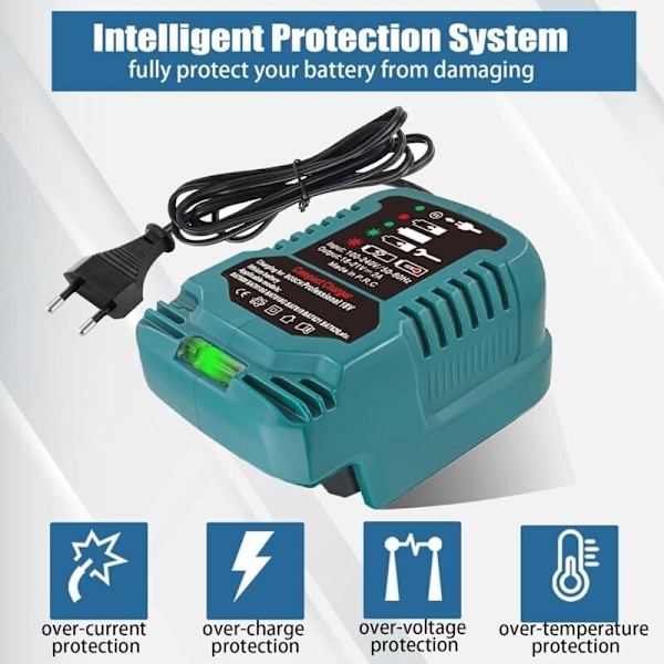 Lader til Bosch Professional 18 V batterisystem GBA 18 V med LED-display, hurtiglader kompatibel med Bosch 18 V batteri BAT6