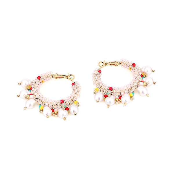 Kvinde Hoop Øreringe - Statement Drop Øreringe Boho Håndlavede Seed Bead Stud Øreringe Bohemian Perle Dangle Ørering Til Kvinder Piger