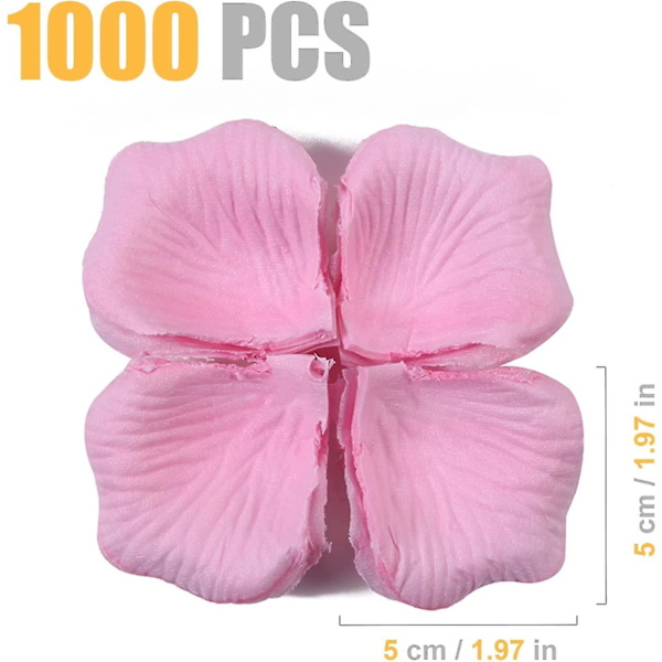 1000 st konstgjorda rosenblad av siden för bröllopsblommor fest romantisk nattlampa rosa  Bd