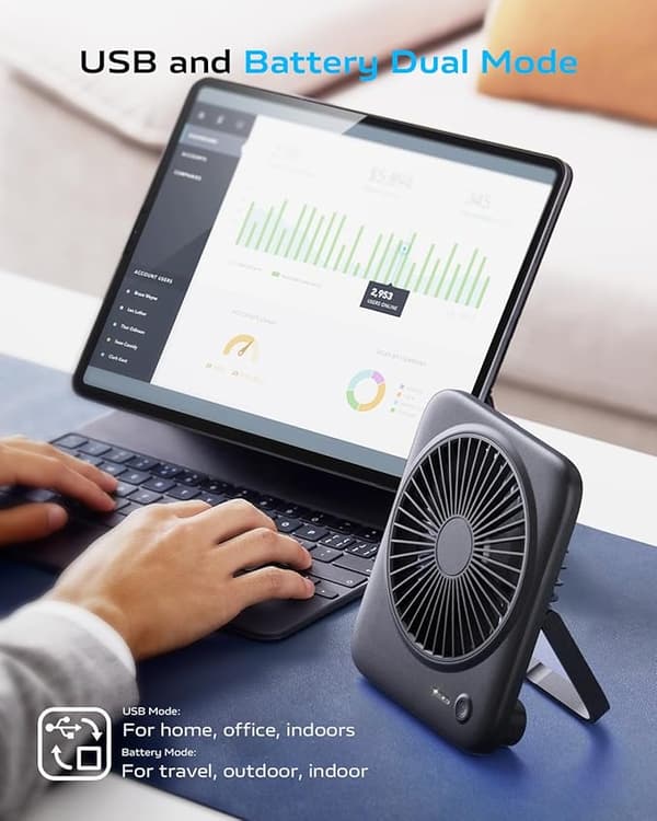 Bordventilator Bærbar Ventilator Genopladelig