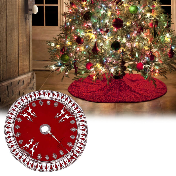 Ornamental Tree Skirt Base Elk Mønster Dobbeltsidet Tilgængelig Juletræ Bund dekoration Måtte til hjemmet L