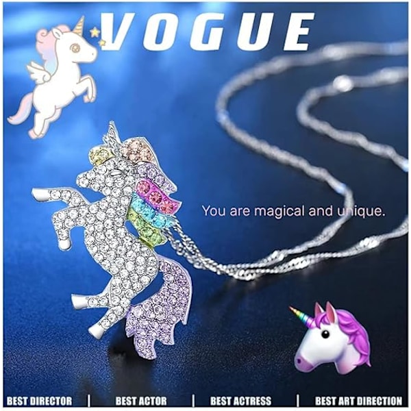 Mote Unicorn Halskjede, Glitrende Krystall Charm Halskjede, Unicorn Smykker Halskjede, Regnbue Unicorn Smykker Gave til Jenter