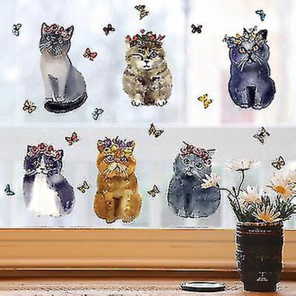 Set söpöjä kissoja seinätarroja, seinäkoristeita olohuoneeseen makuuhuoneeseen toimistokeittiöön - seinätarra