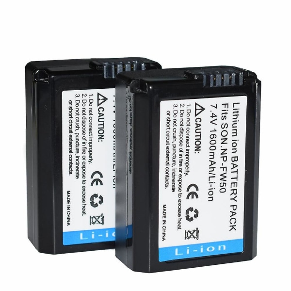 2x batteri + lcd-laddare kompatibel Sony Np-fw50 Ilce-5100 Ilce-6000 Ilce-7 Ilce-7/b