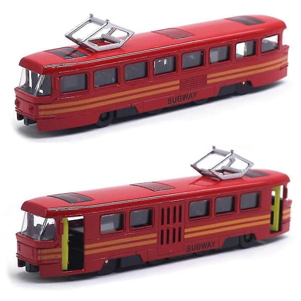 Classic Train Tram Diecast Pull Back Model With Led Music Educational Toy Kids Red Red