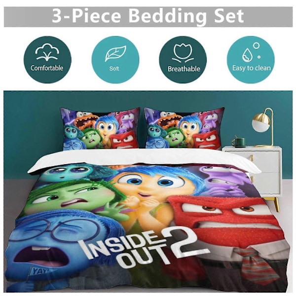 x7 Innsiden Ut 3-delt Sengesett Varmt og Komfortabelt Mykt Dynetrekk Sengesett med 1 Dynetrekk og 2 Putetrekk for Soverom b7 135x200cm 53x78in