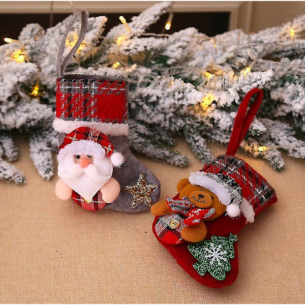 Julstrumpa Set 4st Julgran Hänge Santa Boot Presentpåse Y