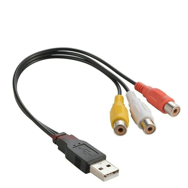 För HDTV PC Ny USB 2.0 Hane Till 3 Rca Rgb Hona Video Av A/v Converter Kabel
