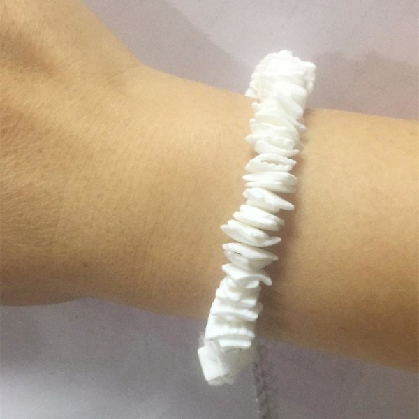 Vitt skalarmband Hawaiian Seashell Armband Herr Kvinnor Native Rose Hawaiian Beach Justerbart Halsband Set