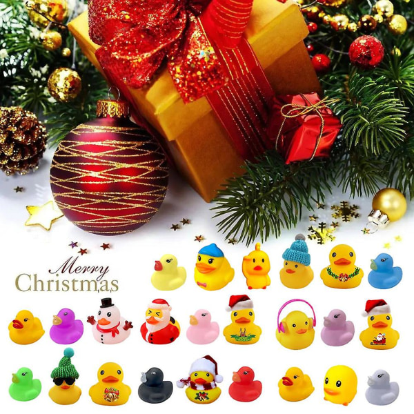 Xmas 24 Dages Jul Adventskalender Nedtællingskalender Med Gummiænder Til Børn Børn Teenagere Venner Xmas color