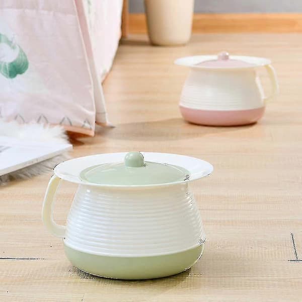 1 pc. Elderly Plastic Pot Household Spittoon Simple Spittoon with Lid Handle Blue