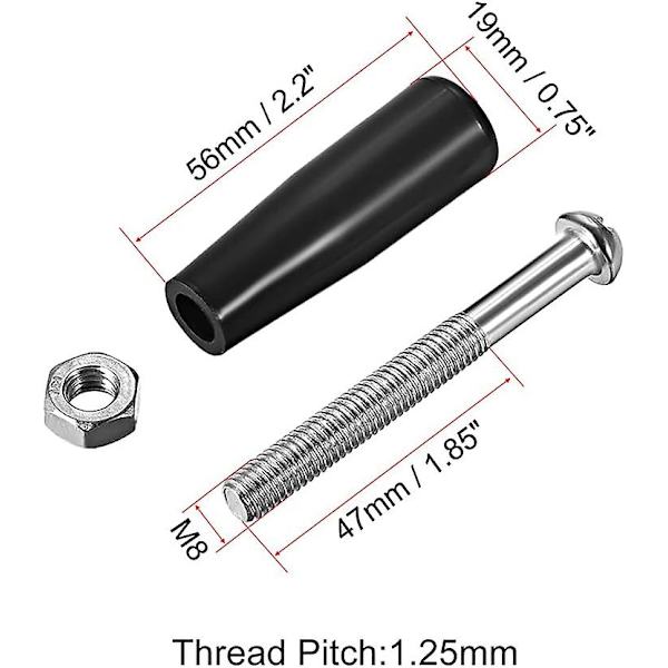 Klemmehåndtak Skru Knotter Håndtak, M8 x 47mm (DXL) Gjengede Plast Metall Dreiehåndtakgrep 2stk