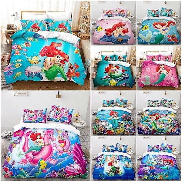 v5240 Sängkläder Den Lilla Sjöjungfrun Prinsessan Ariel Påslakanset Sängkläder Örngott Sänglakan IU5240 135x200cm 53x78in