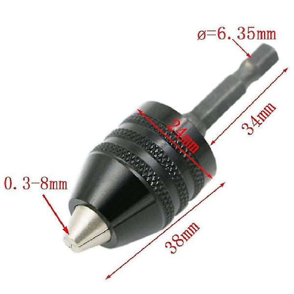 1 stk. 0,3-6,5 mm Hexdrill Chuck Nøglefri Skruetrækker Slagdriver Adapter Elektrisk Mikromotor Klemme Chuck Fixture Hex Skaft