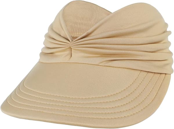 Solhatte til kvinder UV-beskyttelse Solskærm Bred skygge Sommerhatte med hestehale Beige