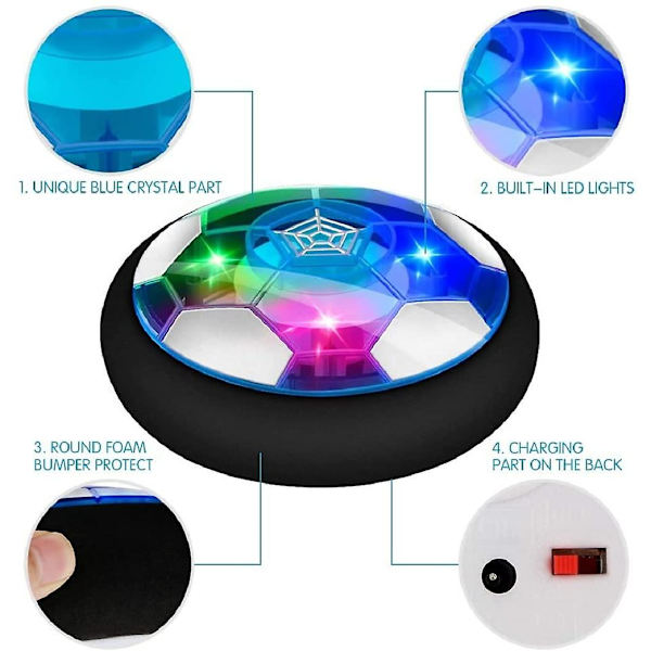 Hover fotbollsspel Barnleksaker Uppladdningsbar luftkraft Flytande fotboll Hockeypuck Färgglad LED-lampa