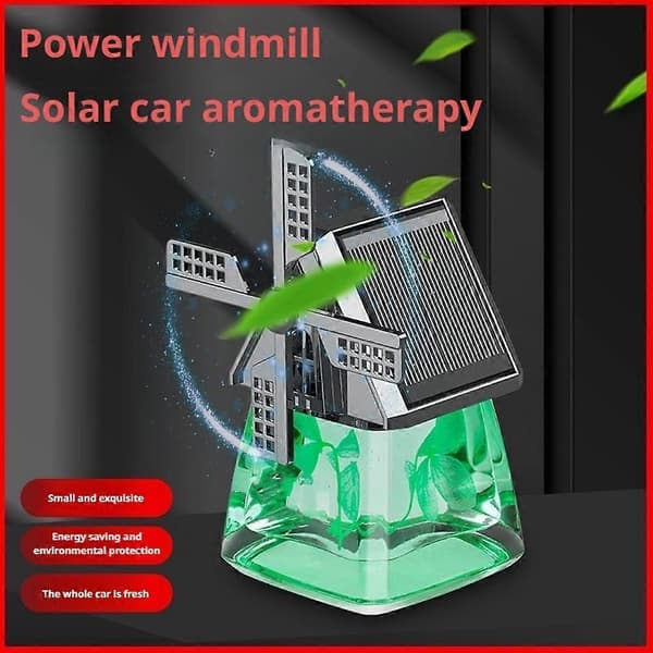 Vindmølleformet roterende billuftfrisker med solenergi og aromaterapi Green