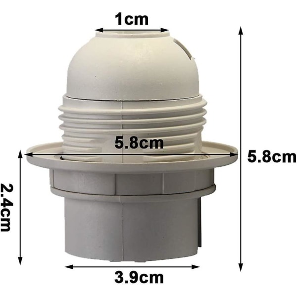 Edison Skrue Es E27 Lyspære Lampeholder Hengesokkel, Praktisk Lampe Hengesokkel Med Skyggering Og 10mm Gjengede Inngang (hvit) 10stk