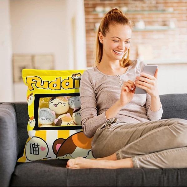 Heytea Sød Kitty Kat Snack Pude Budding Dekorative Plysdyr Dukker Til Seng Sofa Kreativt Legetøj Gaver Til Teenagere Piger Børn