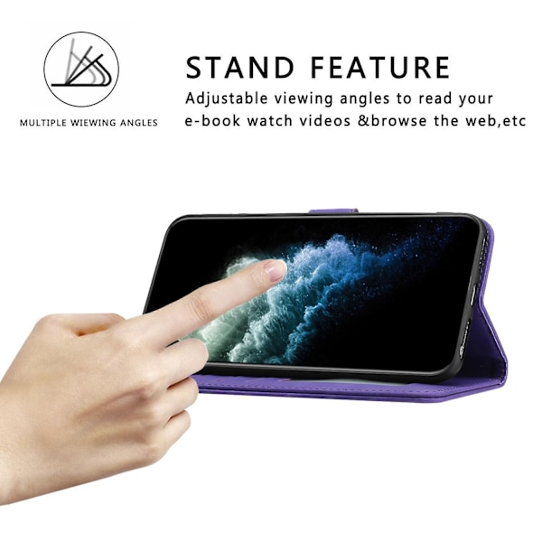 For Samsung Galaxy S23 Ultra Slim Fit Telefondeksel Magnetisk Låsestativ Mobiltelefon Flip Lommebokdeksel Purple Samsung Galaxy S23 Ultra