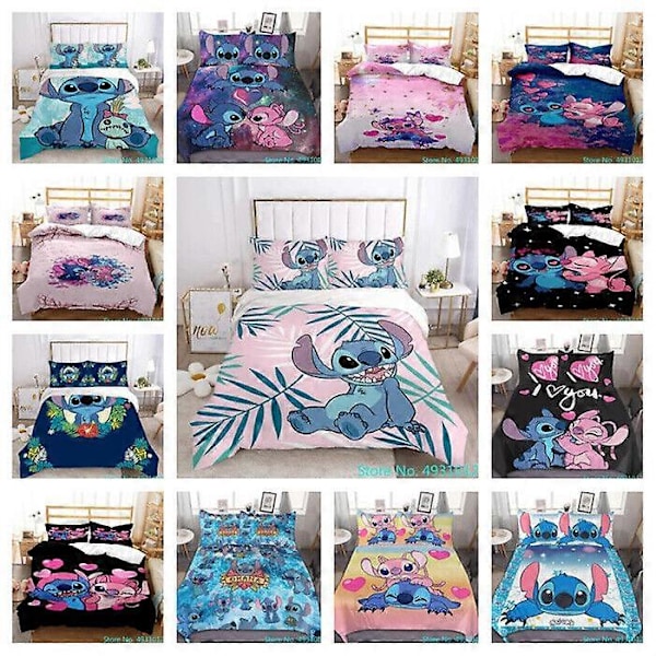 v4883 Sengetøj Lilo og Stitch Hjemmesengetøj Sæt Tegneserie Donna Betræk Blødt Sengetøj Sengetøj IU4883 240x260cm 94x102in