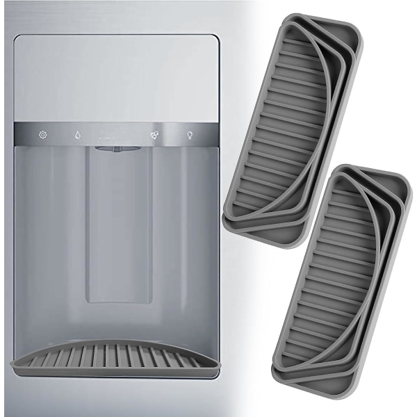 2kpl jääkaapin tippakaukalo, liukumaton leikkaava jääkaapin tippuallas, silikonijääkaapin roiskevesityyny jääkaapin jää- ja vesiannostelijalle 2pcs Gray